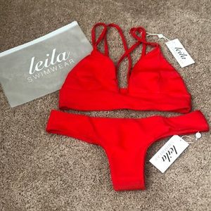 NWT Leila Swimwear Red Bikini Size Medium